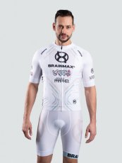 BrainMax® LAUF unisex cyklistický set, bílý dres a bílé kraťasy se šlemi
