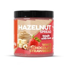 LÍSKOOŘÍŠKOVÝ KRÉM 250g belgická čokoláda a jahodovým prachem [GRIZLY]