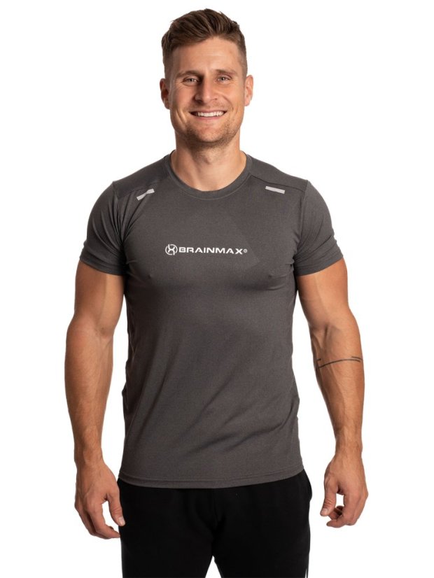 BrainMax®  pánské fitness triko, šedé - Velikost: L