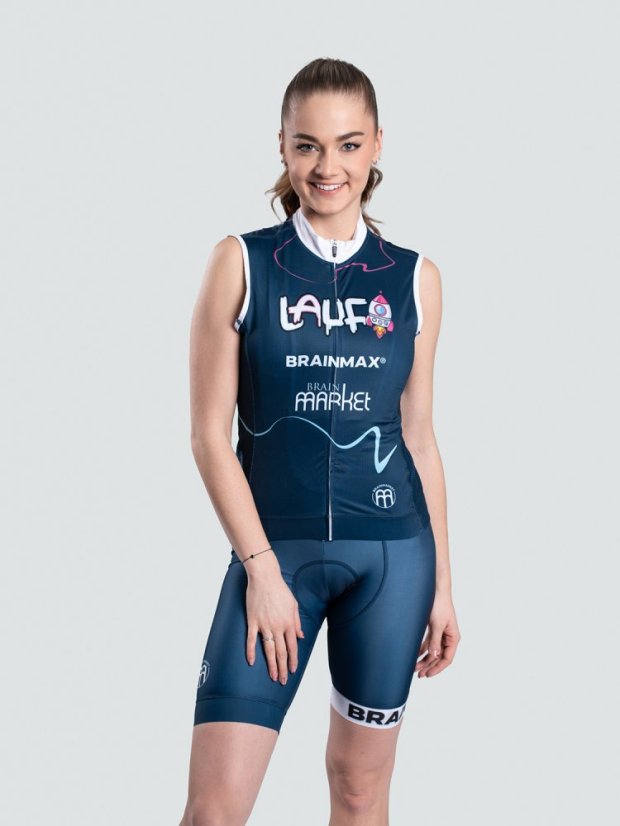 BrainMax® LAUF cyklistický dres bez rukávů, modrý - Velikost: L