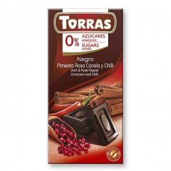 Torras Hořká čokoláda s růžovým pepřem, skořicí a chilli 75 g