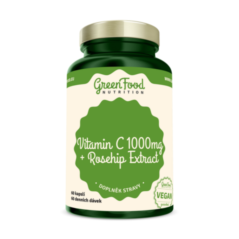 GreenFood Vitamin C 1000 + Extrakt ze šípků - 60 kapslí