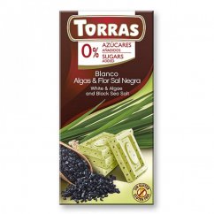 Torras Bílá čokoláda s chlorelou a černou mořskou solí 75 g
